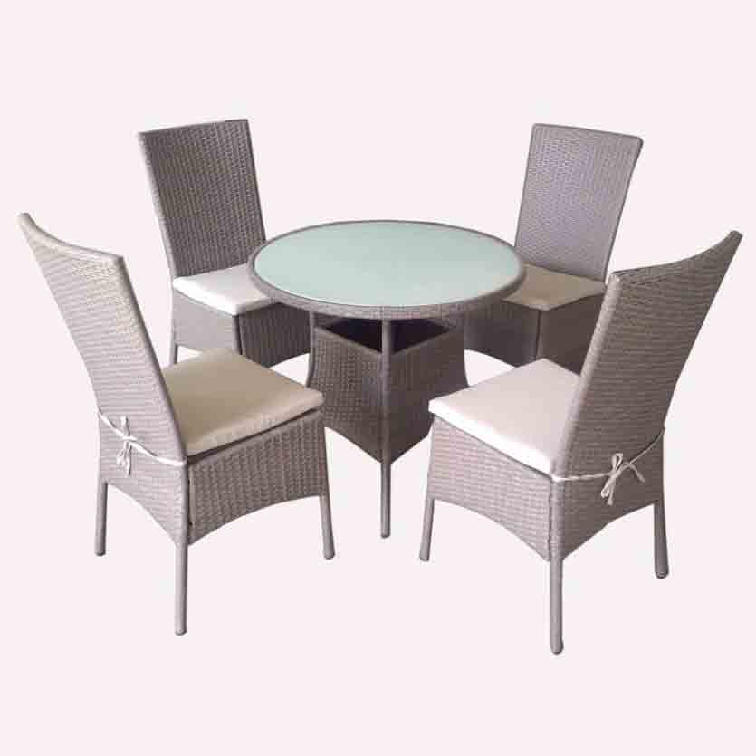 New Fashion Design for Rattan Chair With Cushion - JJS3186W Steel frame rattan garden dinning set – Jin-jiang Industry