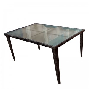 China Wholesale Adjustable New Design Table Suppliers - JJT3005G Steel rattan glass dining table – Jin-jiang Industry