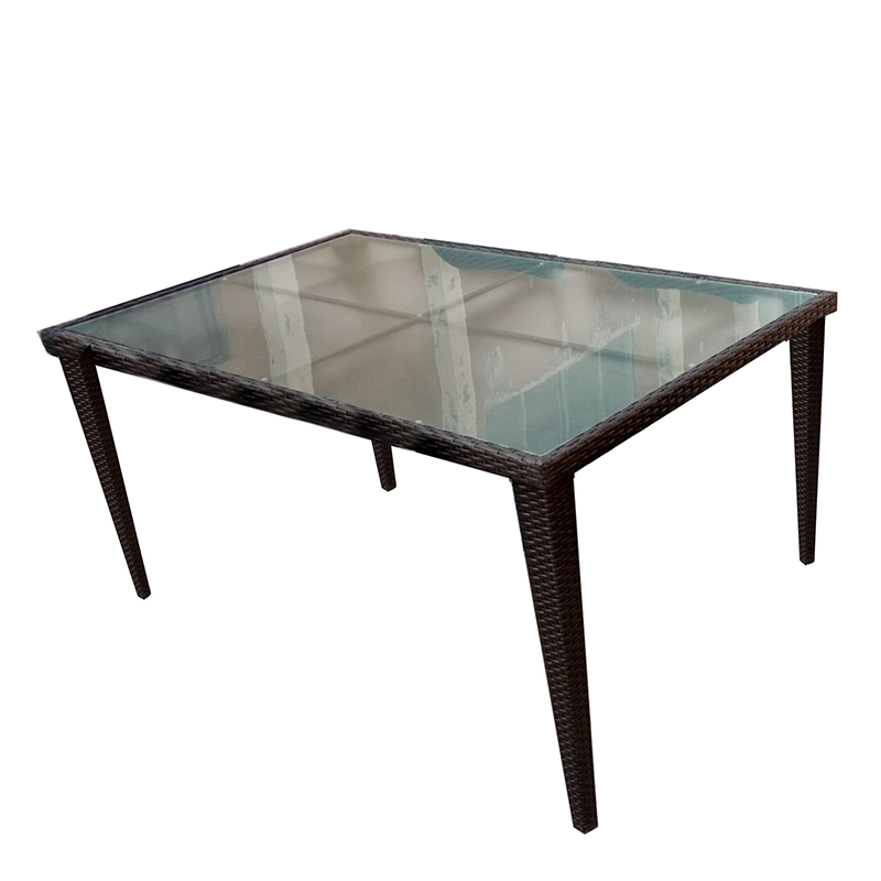 JJT3005G Steel rattan glass dining table Featured Image