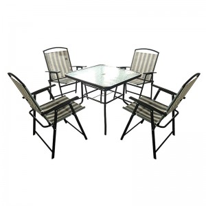 OEM High quality Garden Wicker Furniture Pricelist - JJS513 Steel frame textilene folding garden set – Jin-jiang Industry