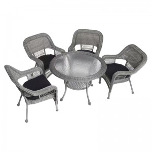 JJS3301 Garden Furniture Set with Steel Wicker – 5PCS Outdoor Leisure Set with Cushion
