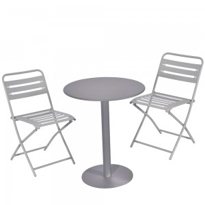 JJS306 Outdoor Steel Side Table and Folding Chair 3pcs