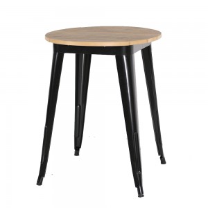 JJT14623-60-BRBK Outdoor Plastic Wood&Metal Base Round Table with Different Color