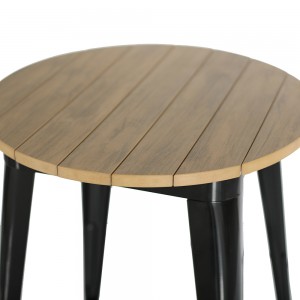 JJT14623-60-BRBK Відкритий пластиковий дерев'яний і металевий круглий стіл з різним кольором
