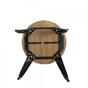 JJT14623-60-BRBK Tavolo rotondo con base in legno e metallo in plastica per esterni con colori diversi