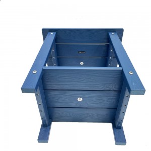 JJ-T140013 Lauko stalai Plastikiniai mediniai šoniniai staliukai mėlynos spalvos