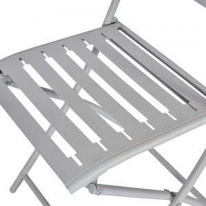 JJS306 Table d'appoint extérieure en acier et chaise pliante 3 pièces