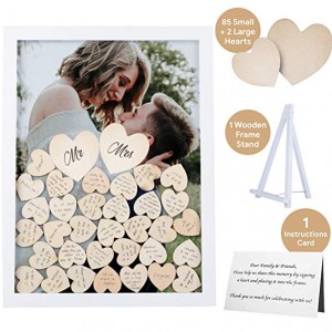 Custom Name Date Wooden Heart Signature Guest Book For Wedding