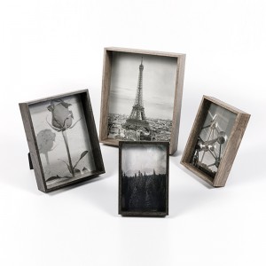 Set of 4 Retro Gray Deep Shadow Box Wall Or Table Display Picture Frames