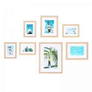 Wooden Gallery Wall Photo Frames Set with Hanging Template