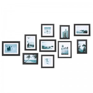 10 Pack Black Wooden Picture Frames Set With Photo Mats