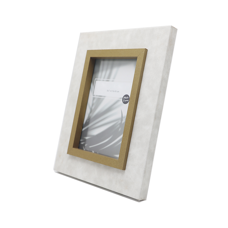 White Home Decor Wooden Leather Wrapped Picture Photo Frame