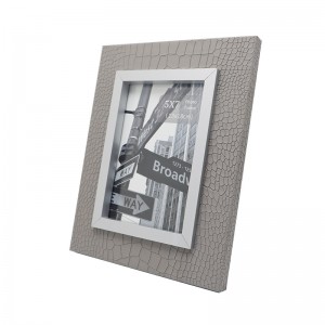 Gray Crack Design Home Decor Wooden Leather Wrapped Picture Photo Frame