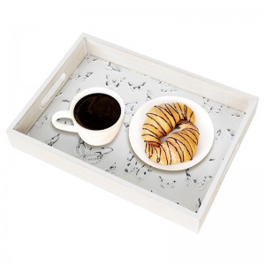 Wholesale Wood Food Serving Trays with Handle Fruit Steak Platter for Breakfast in Bed Rustic Wooden Tray