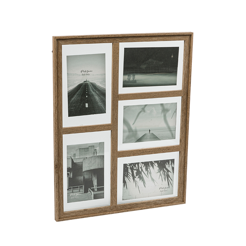 Wall Collage Picture Frame in Brown with Five 4×6 Picture Displays