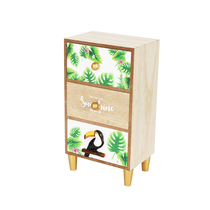 Beat High quality wood decor Supplier –  Drawer Type Toucan Design Mini Wooden Organizer Box  – JINN HOME
