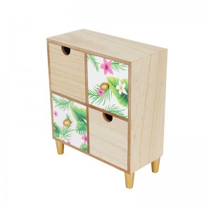 Wooden Table Stand Jewelry Box with 3 Drawer Organizer
