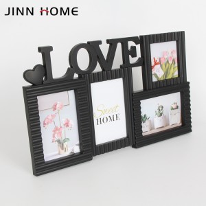 Black Plastic Collage Photo Frame with Love Lettering for 3 Photos in 10 x 15 cm 1 photo in 10x10cm