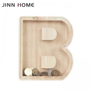 Personalized Letter B Wooden Piggy Bank Alphabet Toy for Kids