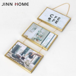 High Quality Gold Three 4x6inch Combined Hanging Glass Metal Frame Wholesale
