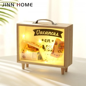 Wholesale OEM/ODM China Customized House Shape Wooden Boys Piggy Bank for Coin Saving W02A269