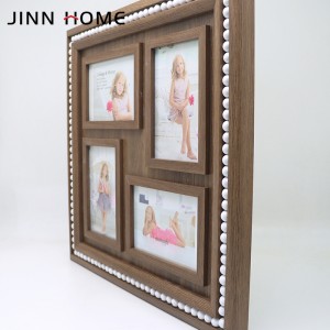 4pcs 4x6inch Creative Wooden Collage White Pearl Decor Picture Photo Frame