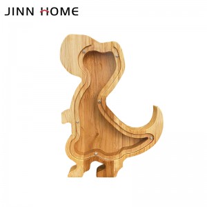 Rubber Wood Animal Shaped Piggy Bank Money Box for Gifts
