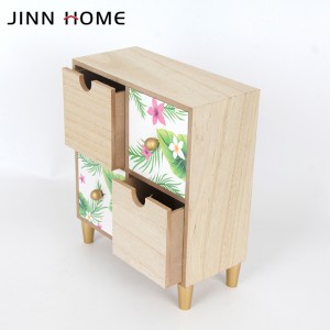 Wooden Table Stand Jewelry Box with 3 Drawer Organizer