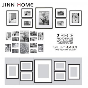 Multiple Sizes Wall Frame Set with White Removable Matted- 7 Pieces