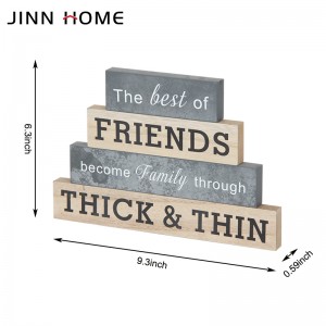 Jinn Home 4PCS Rectangle Wooden Table Signs Letter Blocks For Kids