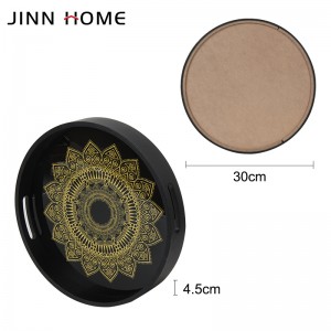 Wholesale OEM/ODM China Wooden Round Coffee Serving Trays with Handle Set of 2