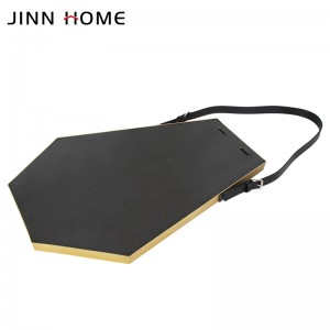 Diamond-shaped Metal Aluminum Mirror with Leather Belt Hanging