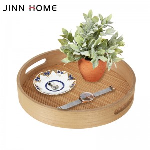 Wholesale Round Wood Decorative Serving Tray for for Kitchen Counter, Coffee Table, Living Room