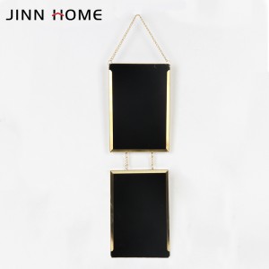 High Quality Gold Two 5x7inch Combined Hanging Glass Metal Frame Wholesale