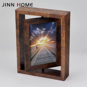 Rustic Wooden Floating Picture Frame-Built In Rotating Double