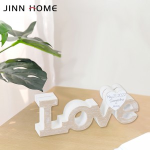 Jinn Home LOVE Carved Wooden Table Letters Ornamants Anniversary Gift