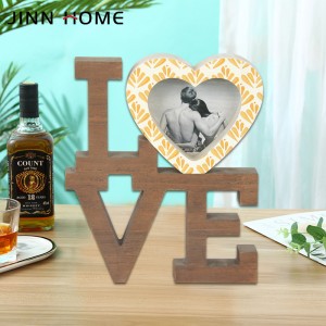 Jinn Home LOVE Wooden Letter Signs with Heart Photo Frame