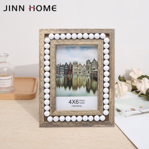 5x7inch Dark Wood Color Wooden White Pearl Decor Picture Photo Frame