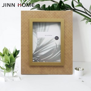 Brown Color Home Decor Wooden Leather Wrapped Picture Photo Frame