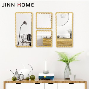 Gold PP Mirror Bamboo Appearance Set of 4 Wall Decor Hanging Mirror