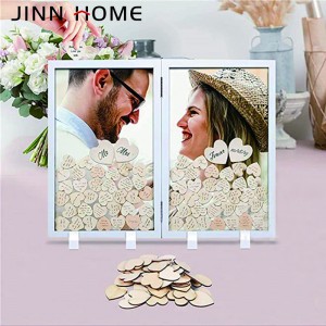 Excellent quality DIY Unfinished Wooden Wedding Guest Book Heart for Wedding Decoration