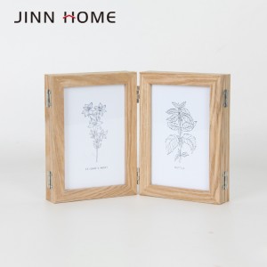 Professional Design China Handmade 2 Pack Double Wood Hinged Picture Frames Double Photo Frame for Table Desk Top