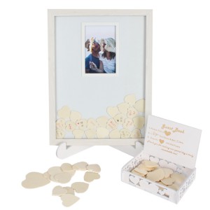 Rustic Wedding Guest Book with Wooden Hearts