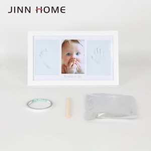 White frame baby handprint and footprint kit with clay