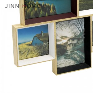 Wooden Collage Wall Hanging Picture Frame Photo display with 6 openings