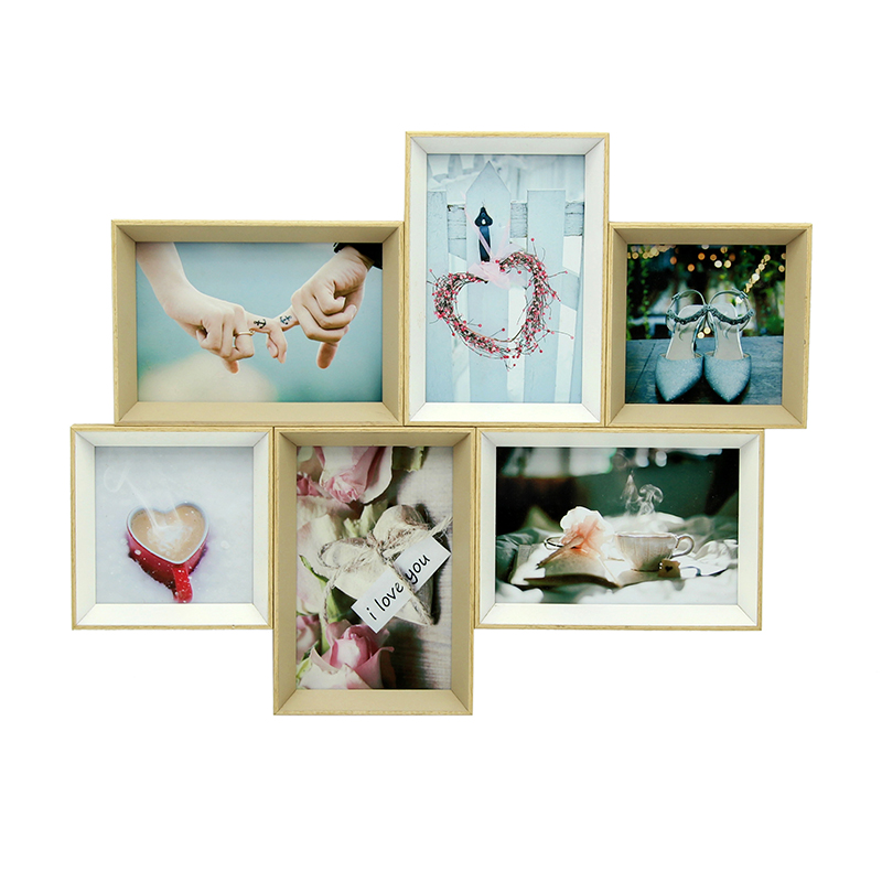 6 Opening 4×6 and 4×4 Gold Collage Picture Frame Wall Hanging Multiple Photo Frames