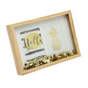 Rectangle Wood Shadow Box Matted Frame with Sparkle