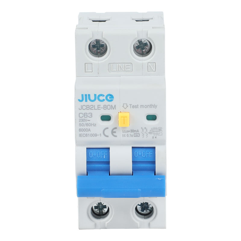 JCB2LE-80M 2-полюсний RCBO автоматичний вимикач із захистом від перевантаження по струму та витоку, диференціальний автоматичний вимикач