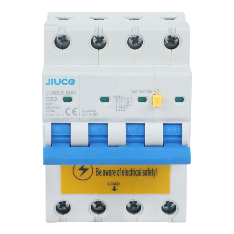 JCB2LE-80M4P Disjuntor de corrente residual de 4 pólos RCBO 6kA