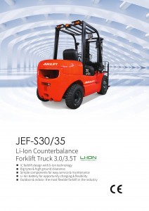 JEF-S30 3 ton Electric Forklift cum Li-ion altilium Lithium altilium forklift ad usum velit (2.5Ton & 3.5Ton available)